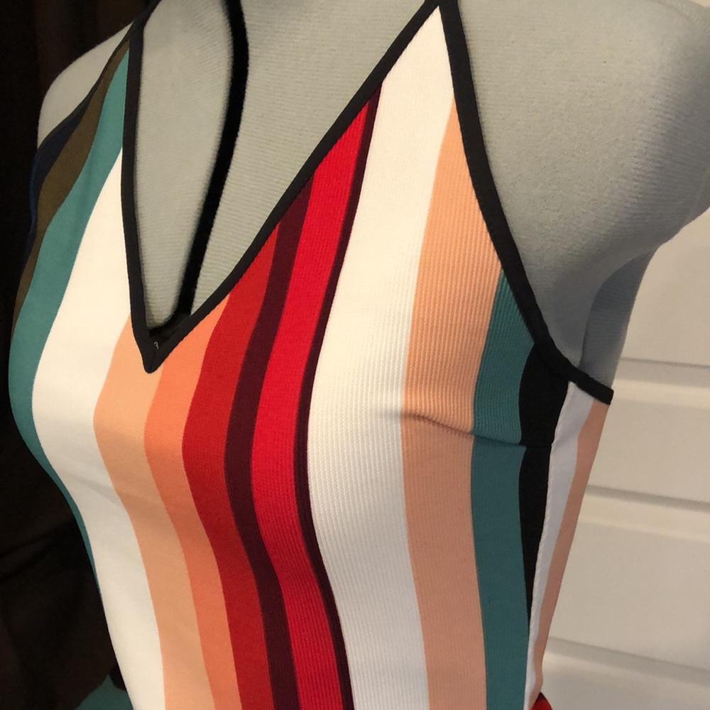 Express Multi Color Stripe Bodysuit Nwot - image 1